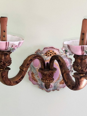 Vintage wall light applique used, porcelain