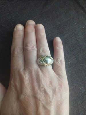 Bijoux Cascio women's ring two-tone dome with white rhinestones, like new