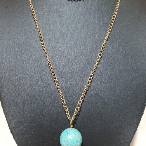 Necklace and earrings set with chaoite in steel, 80 cm length, new