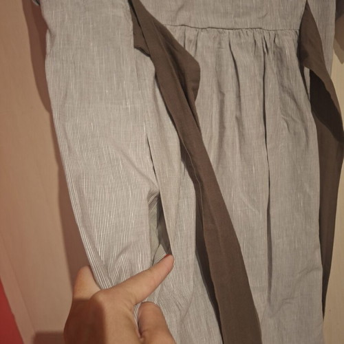 Striped dress with waist tie and pockets