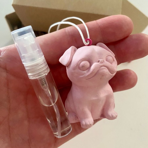 Pug Dog Aroma Car Diffuser new, handmade, adjustable scent