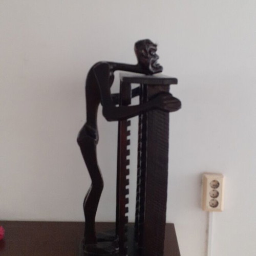 Vintage wooden hand-carved CD and DVD holder like new