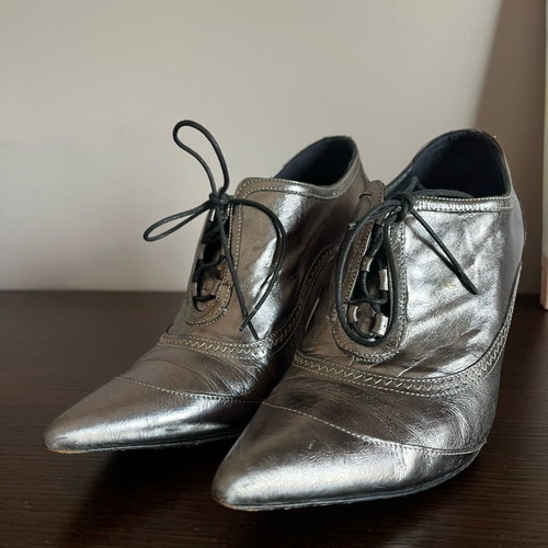 CafeNoir low pointed ankle boots silver size 38 like new