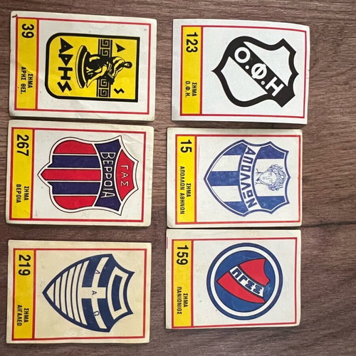 Carousel stickers used, pack of 6 team badges 86
