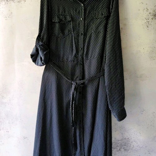 Women's semizie dress like new, dark blue with white polka dots, size L