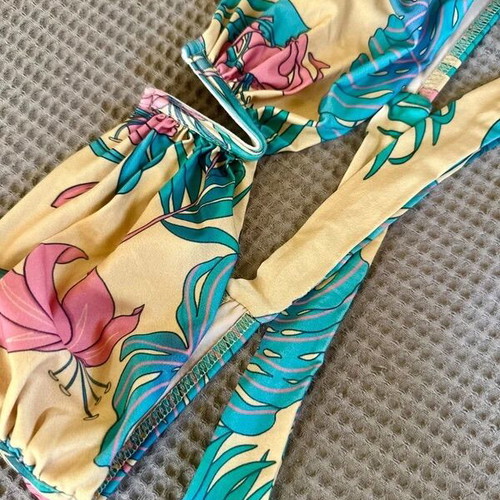 Vassia Kostara high-waisted bikini like new with tropical floral print
