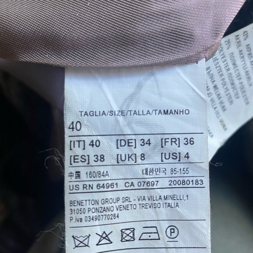 Sisley plaid coat grey like new, size S/M