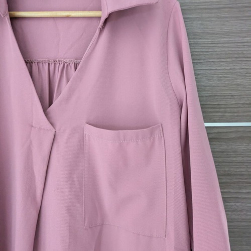 Tunic pink like new, one size with classic collar and pocket