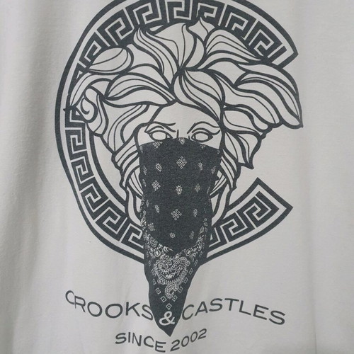 Crooks & Castles short-sleeve shirt size L like new, white