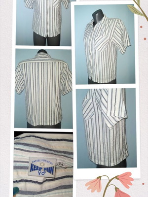Keep Fun women's zip-up striped shirt, vintage boutique