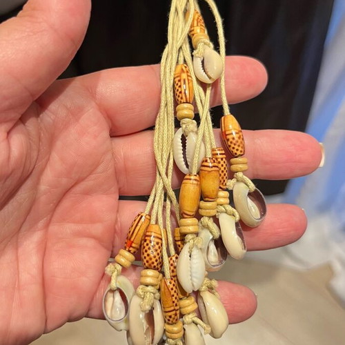 Summer belt with shells new, beige adjustable