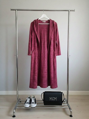 Bordeaux Long Cardigan with Hood like new, one size