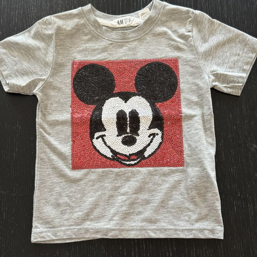 Mickey set with Benetton soft denim shorts and grey H&M T-shirt like new