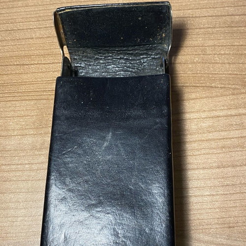 Collectible black leather cigarette case from 1970-80 like new