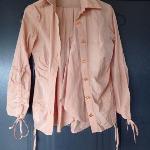 ESTI women's set, pale peach with decorative buttons and gathers, 3 pieces