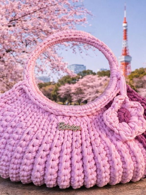 Χειροποίητη τσάντα “Λιλά Όνειρο” καινούργια, ροζ και μωβ