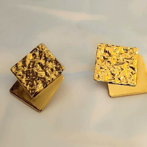 Geometric earrings made of steel gold color new