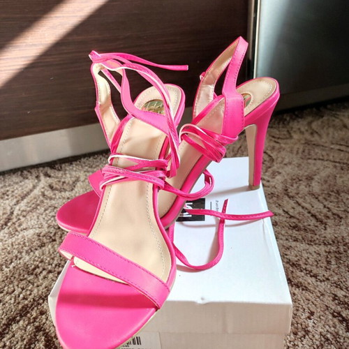 Luigi Pink High-Heeled Sandals New Size 40 with Laces