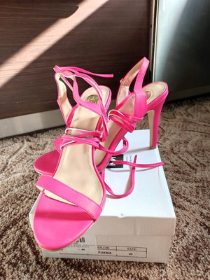 Luigi Pink High-Heeled Sandals New Size 40 with Laces