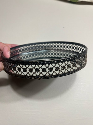 Candle holder like new, metal with mirror 19 cm diameter
