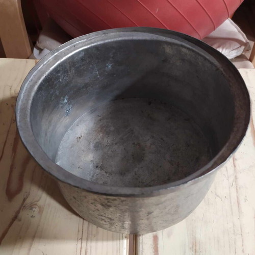 Galvanized old cooking pot used