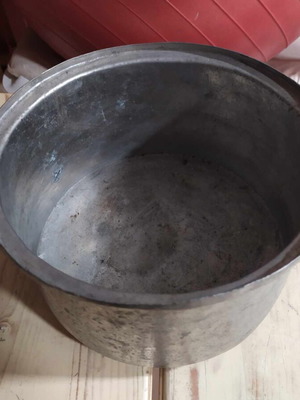 Galvanized old cooking pot used