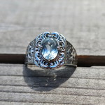 Silver ring with blue topaz new