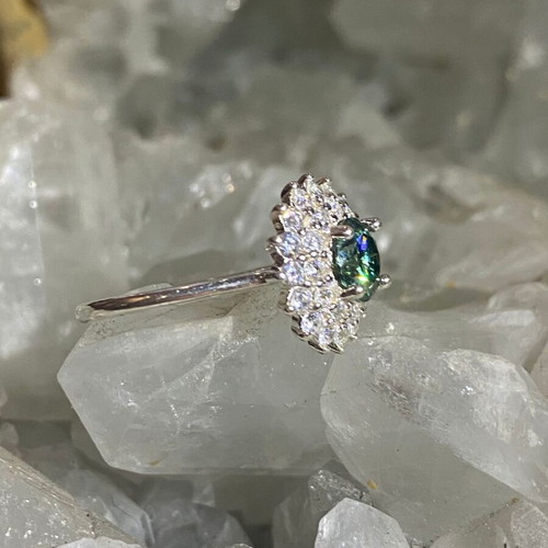 Silver ring with moissanite, new, size 17mm