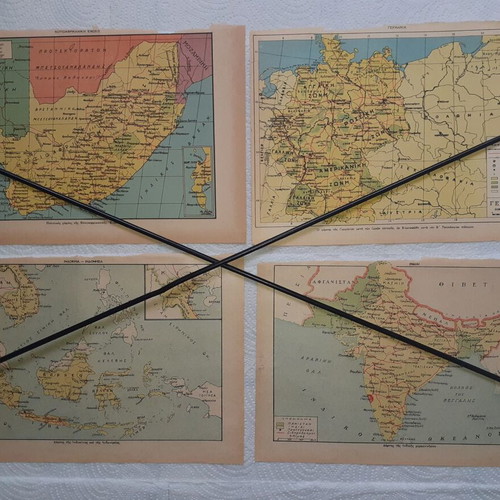 Set of 36 original maps from early 1950s, used