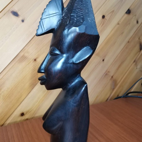 African woman head carving ebony wood like new