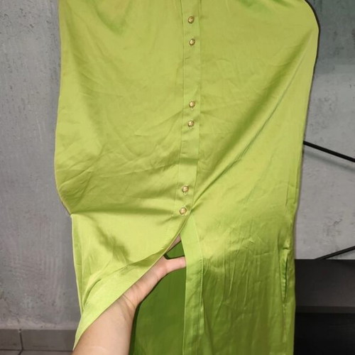 Innocent Lime Satin Cut-Out Maxi Dress new with tags, size S