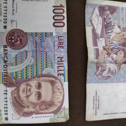 Italian banknotes used, pack of 3 pieces