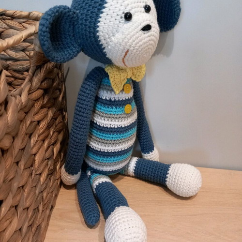 Handmade crocheted monkey new, 36 cm, cotton yarn