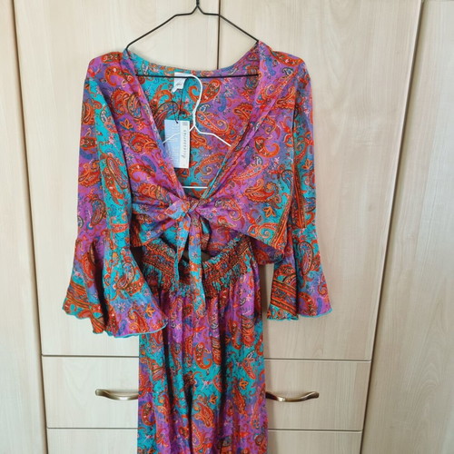 Pure 2-piece set palazzo pants and top new, multicolor, silk