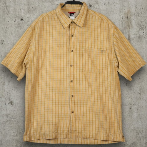 The North Face men's yellow checked quick-dry shirt size L, like new