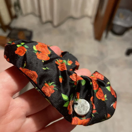 Hair Tie New Floral Design Black and Red