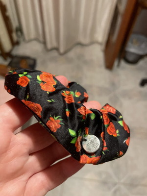 Hair Tie New Floral Design Black and Red