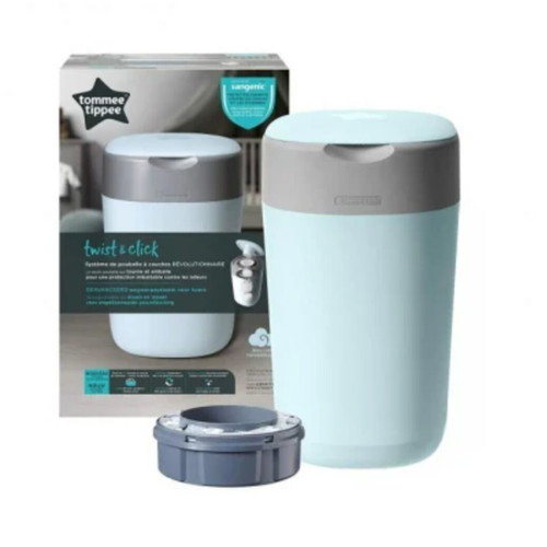 Tommee Tippee Twist & Click diaper disposal bin used, blue