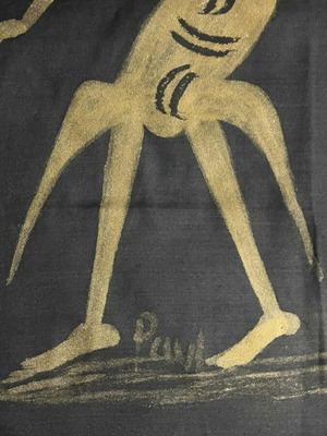 Vintage African Fabric Painting new, signed artwork