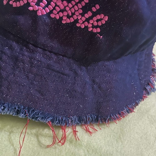 Barbie bucket hat used vintage 00s purple pink with fringes, size 52
