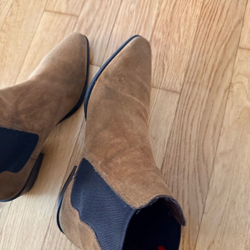 Zara suede brown ankle boots used, size 40 with elastic