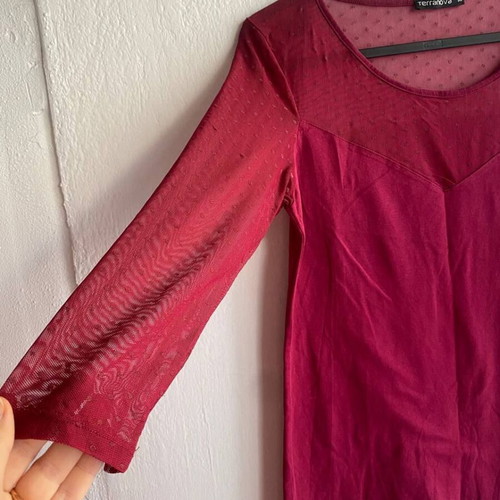 Terranova mesh blouse red new, transparent romantic sexy style