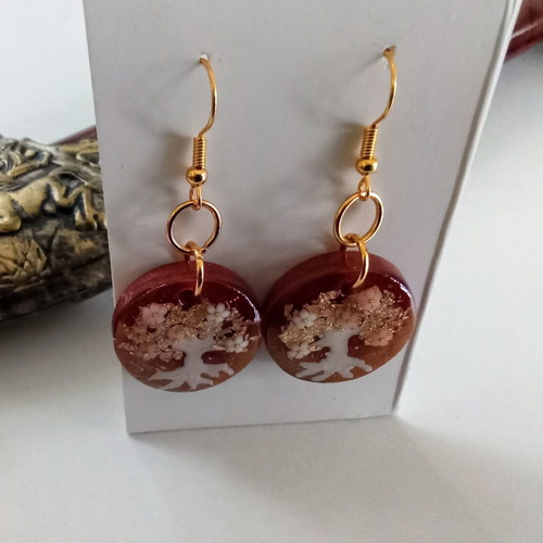 Tree of Life handmade earrings new, brown color