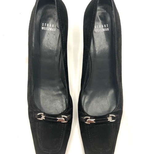 Stuart Weitzman black suede mid heels used
