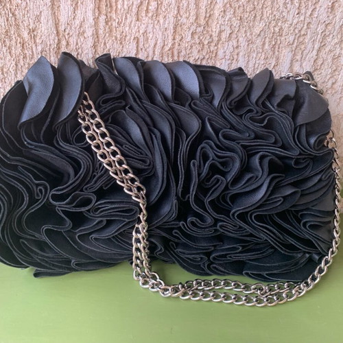 Zara trendy shoulder bag, black, faux leather