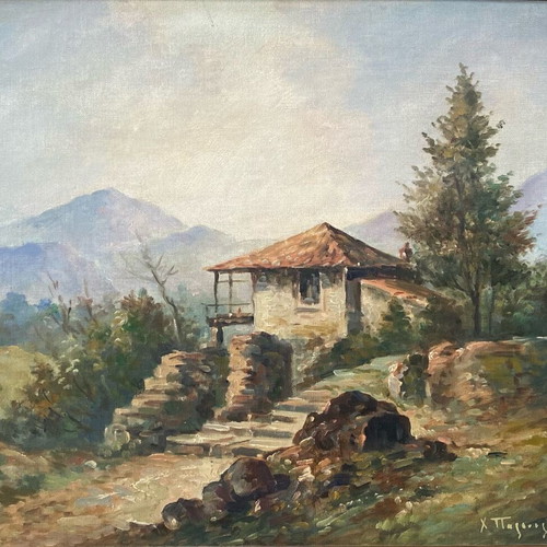 Char. Palaiologos painting like new, oil on canvas with frame