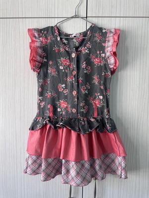 KumeKe girls' dress with flowers and ruffles, age 5-6