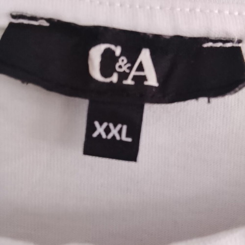 C&A women's short-sleeve T-shirt, white with colorful print, XXL