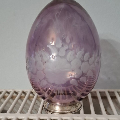 Fabergé Easter egg Italian Cristallo e Argento Italiani with silver base 800/925% like new
