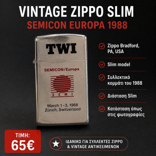 Vintage Zippo Slim lighter Semicon Europa 1988